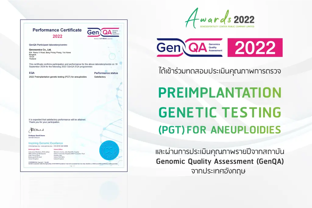 awards 2022 รางวัลมาตรฐานการรักษาภาวะมีบุตรยากระดับสากล Genesis Fertility Center (GFC)