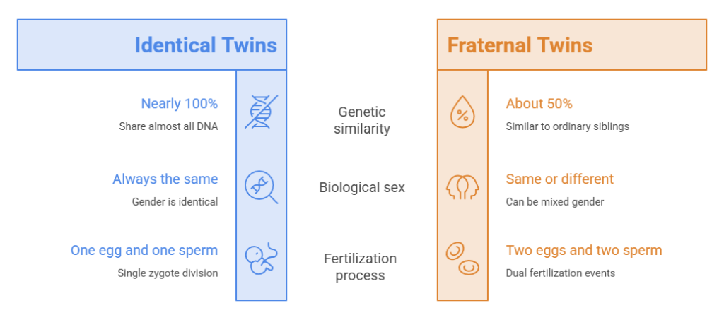 identical vs fraternal twins